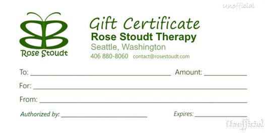 Gift Certificate for Health Care from Rose Stoudt Cranio Sacral Therapy Seattle